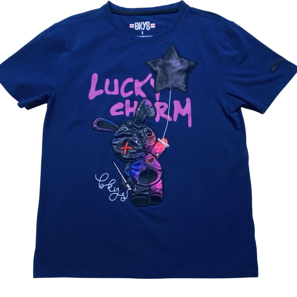 BKYS Lucky Charm Stuffed Bunny Rabbit Navy Blue Mens Short Sleeve T-Shirt